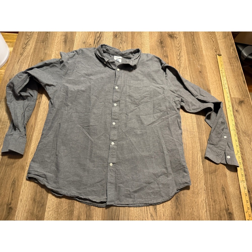 Old Navy Shirts Mens XXL Gray Long Sleeve Button Up Shirt Slim Fit Casual